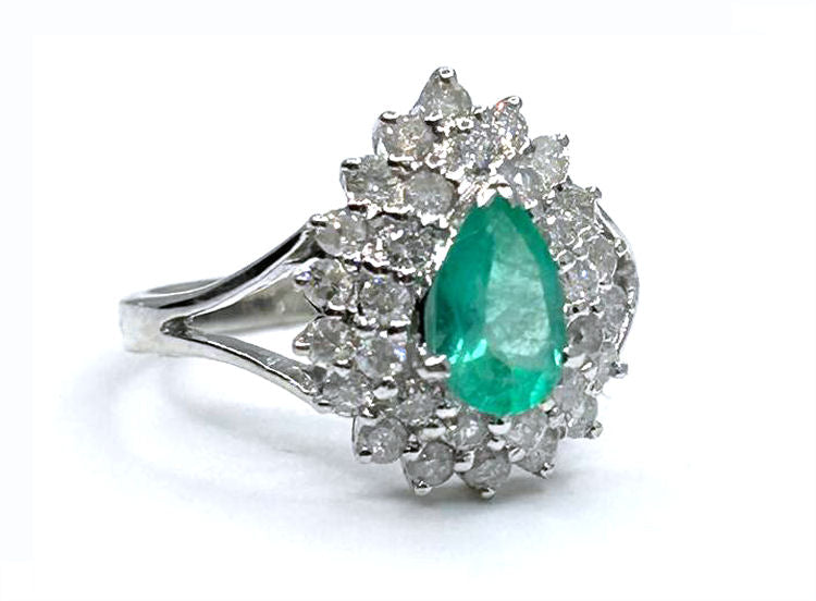 1.58ct Colombian Emerald & Diamond Ring in 18K White Gold