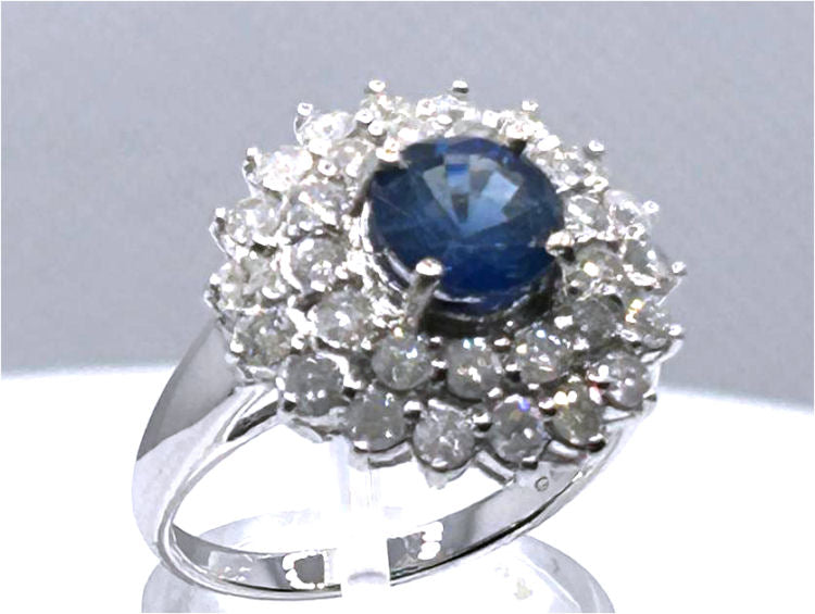 3.18ct Ceylon Sapphire & Diamond Ring in 14K White Gold