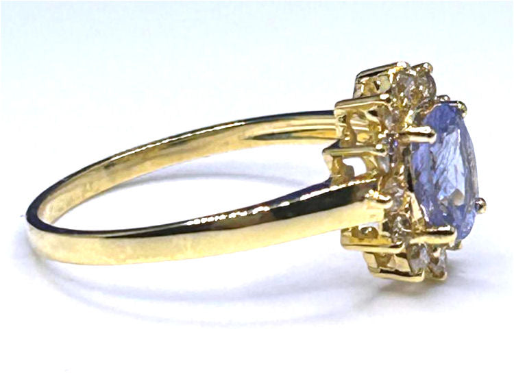 1.14ct Tanzanite & Diamond Ring in 14K Yellow Gold