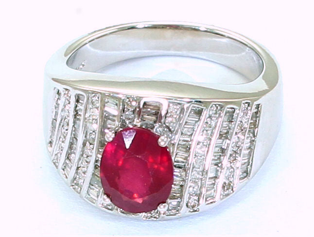 2.55ct Ruby Diamond Ring in 14k White Gold