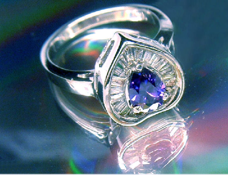 1.50ct Amethyst & Diamond Ring in 14K White Gold