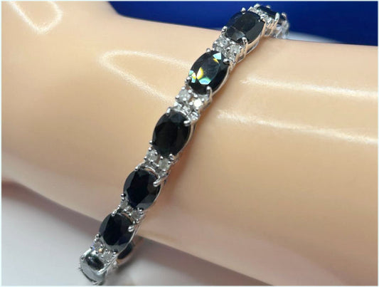23.05ct Sapphire & Diamond Bracelet in 12K White Gold