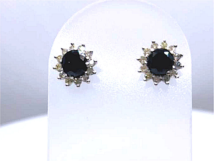 2.00ct Black & White Diamond Earrings in 14K White Gold