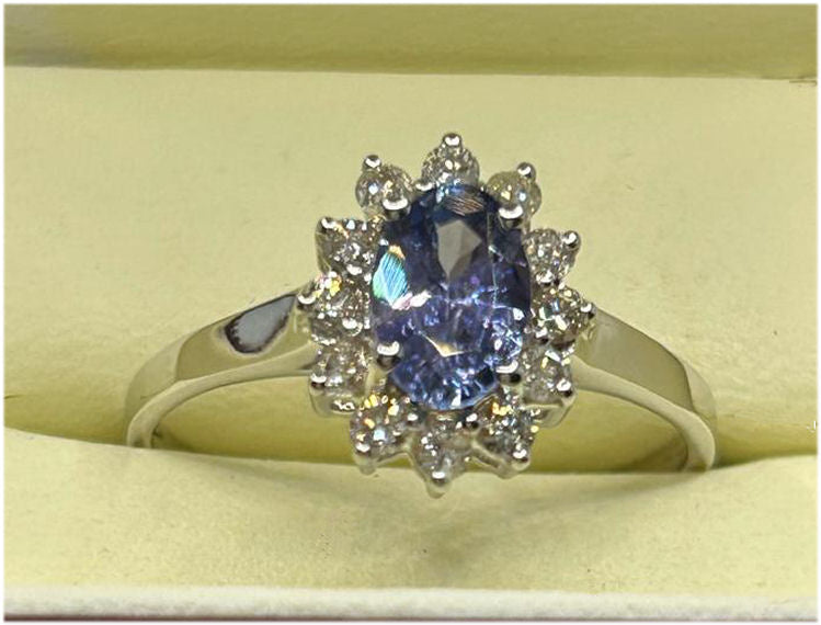 1.14ct Tanzanite & Diamond Ring in 14K White Gold