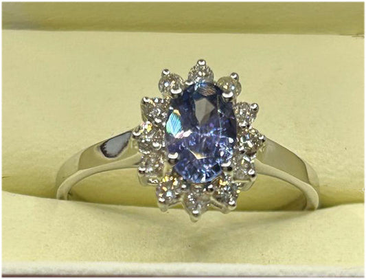 1.14ct Tanzanite & Diamond Ring in 14K White Gold