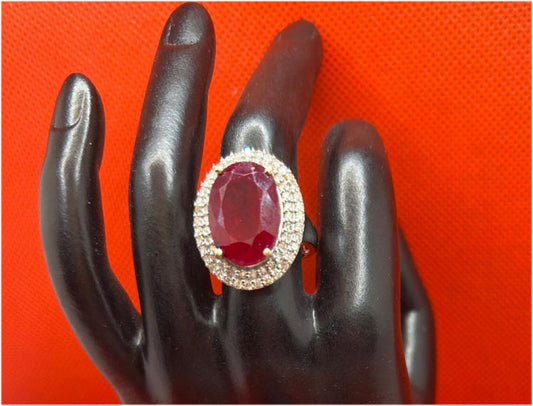 10.20ctw Diamond and Ruby Set in 18K White Gold Ring