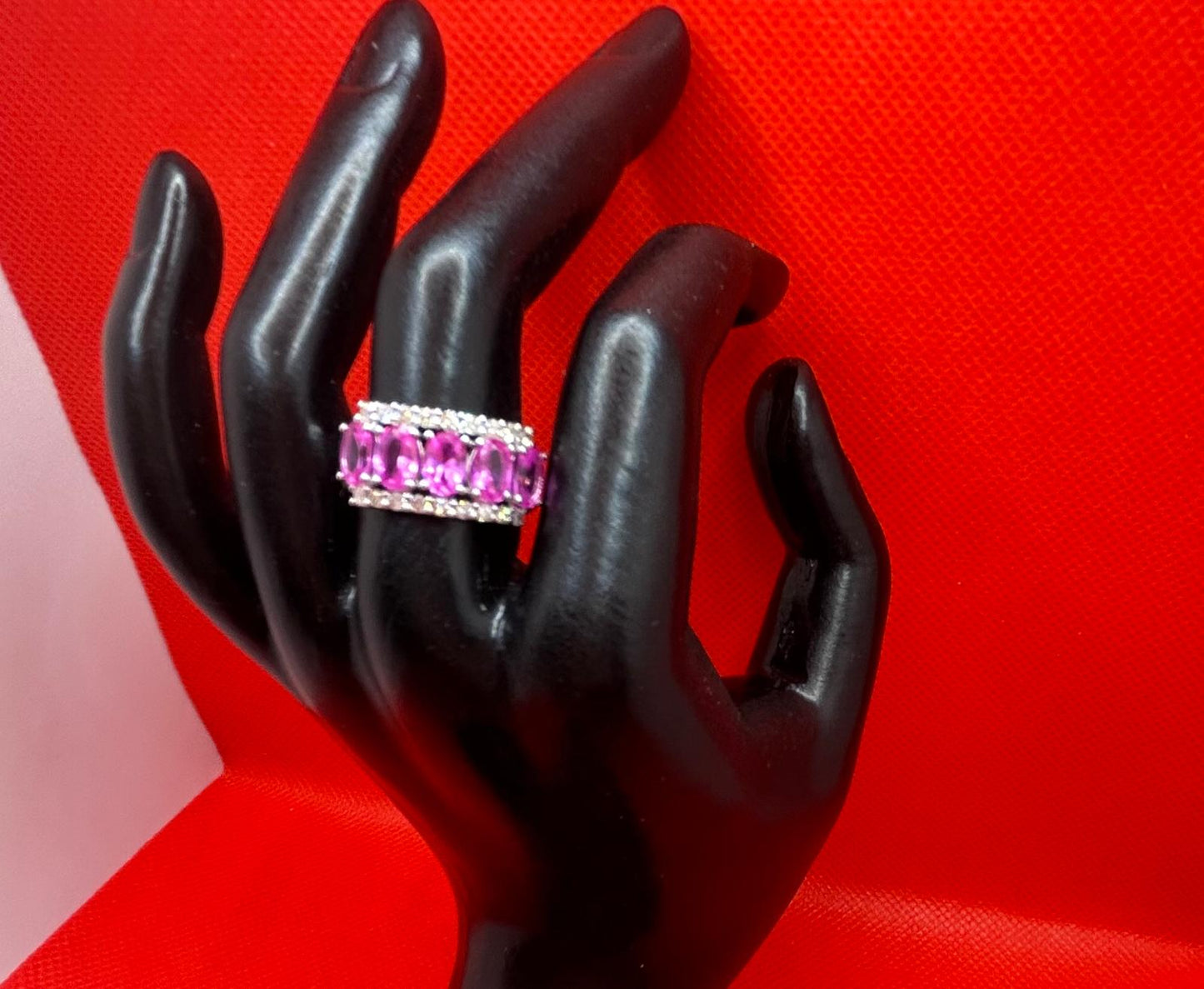 2.95ctw Diamond and Pink Sapphire Set in 18K White Gold Ring