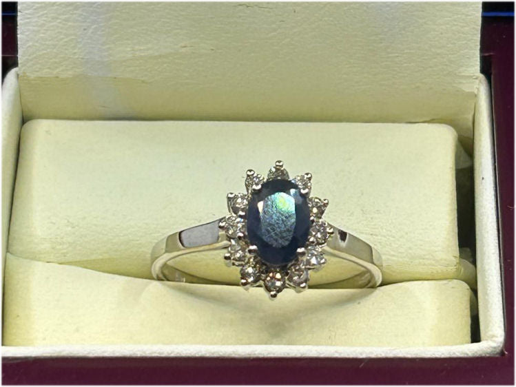 1.14ct Sapphire & Diamond Ring in 14K White Gold