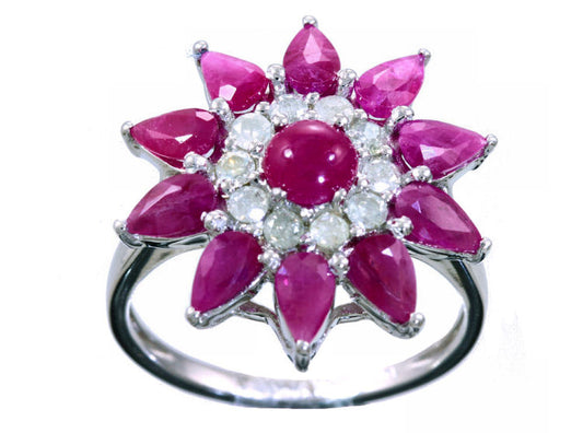 3.24ct Ruby & Diamond Ring in 18K White Gold