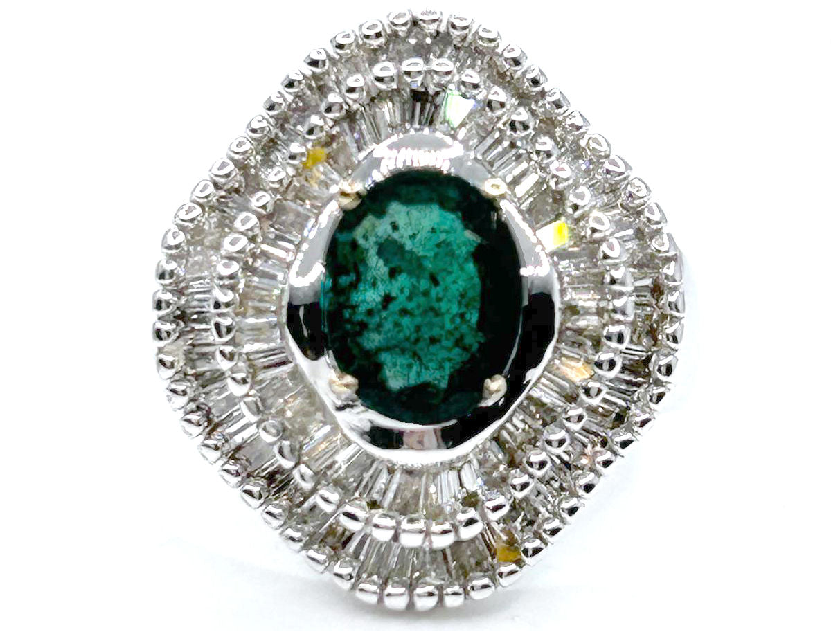 2.46ct Emerald & Diamond Ring in 14K White Gold