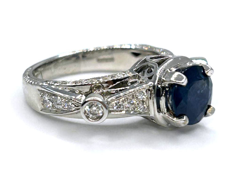 2.57ct Ceylon Sapphire & Diamond Ring in 18K White Gold