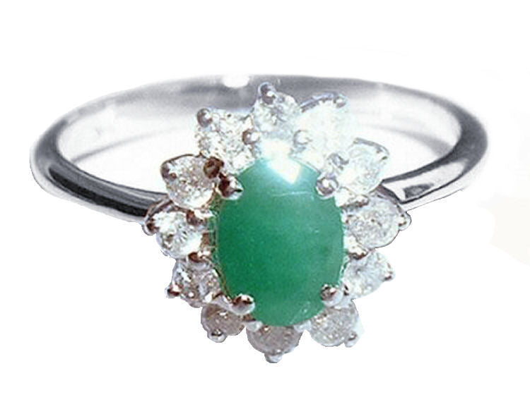 1.14ct Emerald & Diamond Ring in 14K White Gold