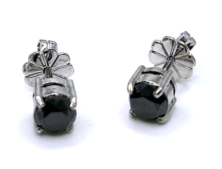 1.50ct Black Diamond Earrings in 14K White Gold