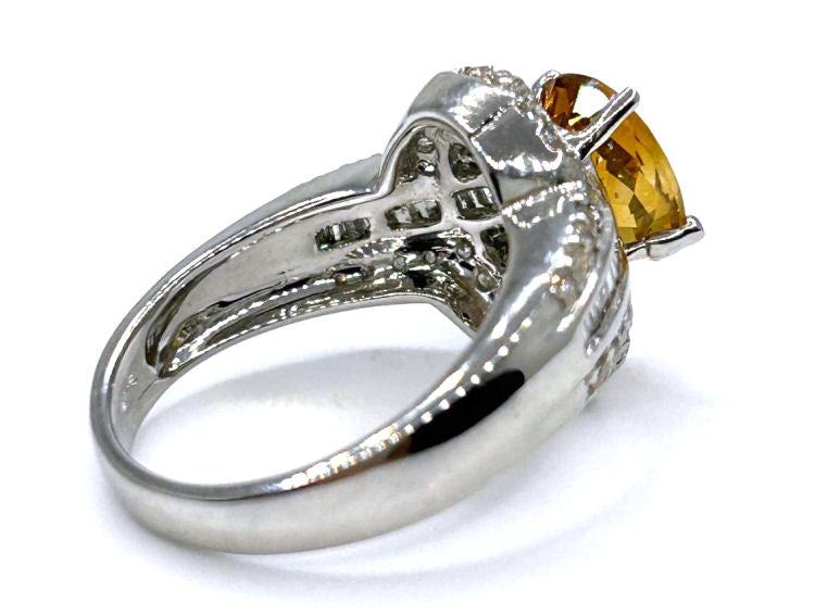 2.41ct Citrine & Diamond Ring in 14K White Gold