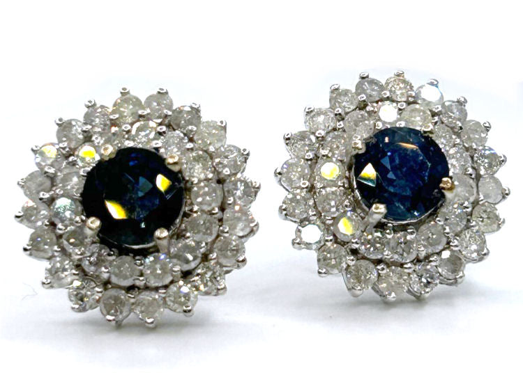 5.58ct Ceylon Sapphire & Diamond Earrings in 12K White