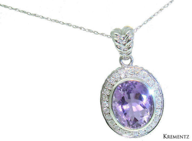 4.60ct Amethyst and Diamond Necklace In 14kt White Gold