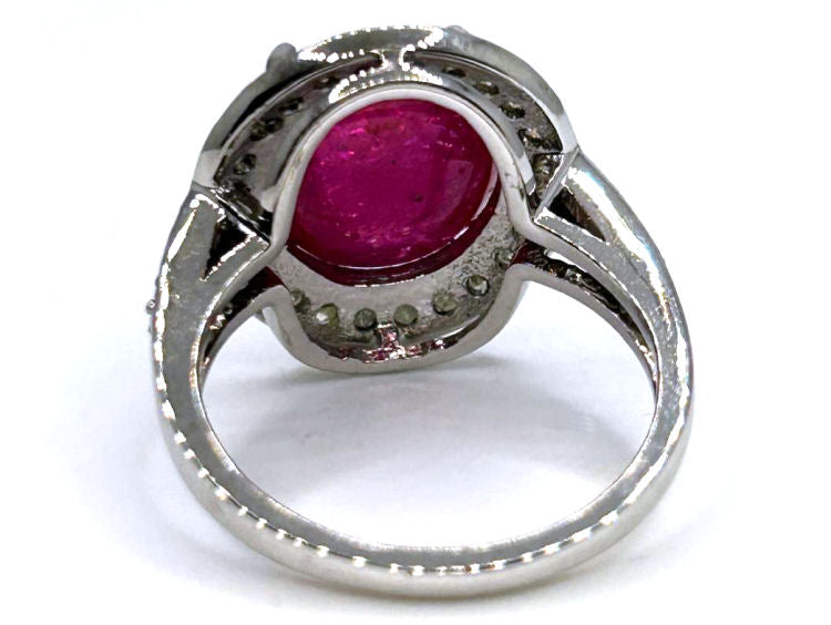 10.25ct Ruby & Diamond Ring in 14k White Gold