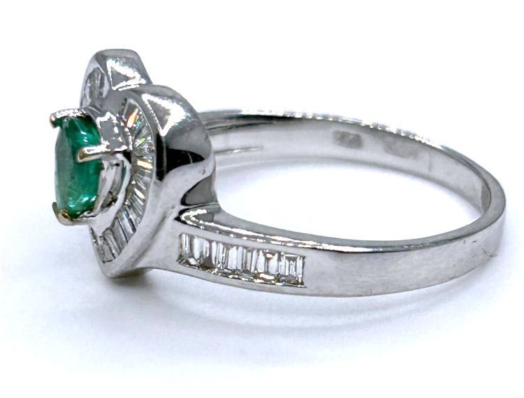 0.74ct Colombian Emerald & Diamond Diamond Ring in 18k White Gold