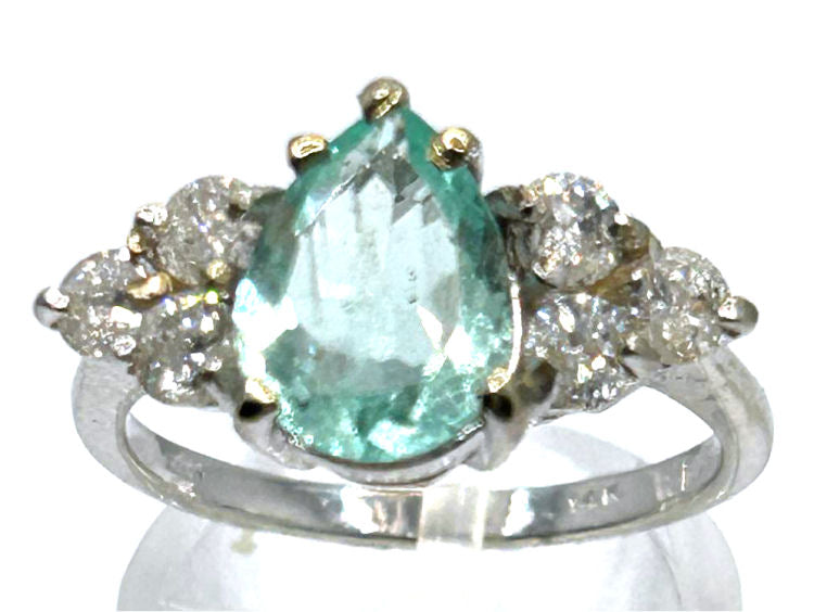 1.80ct Colombian Emerald & Diamond Cluster Ring in 14K White Gold