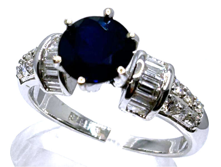 2.55ctw Diamond and Ceylon Sapphire Set in 18K White Gold Ring