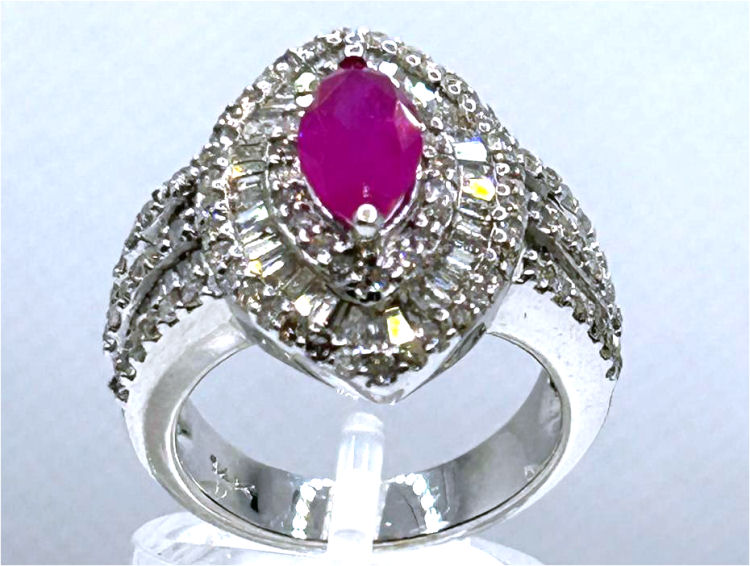 3.16ct Ruby & Diamond Ring in 14K White Gold