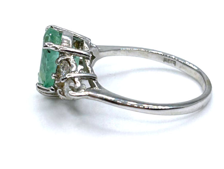 3.60ct Colombian Emerald & Diamond Cluster Ring in 14K White Gold