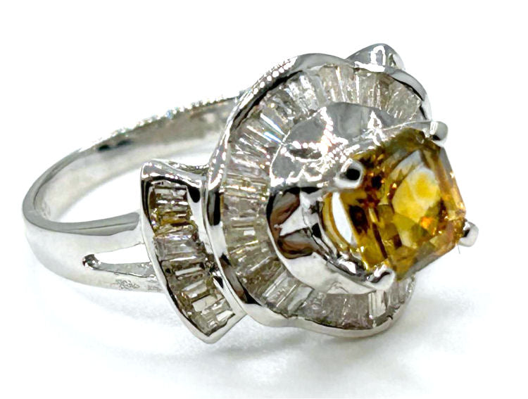 2.05 Carat Sapphire Diamond Ring in 18k White Gold