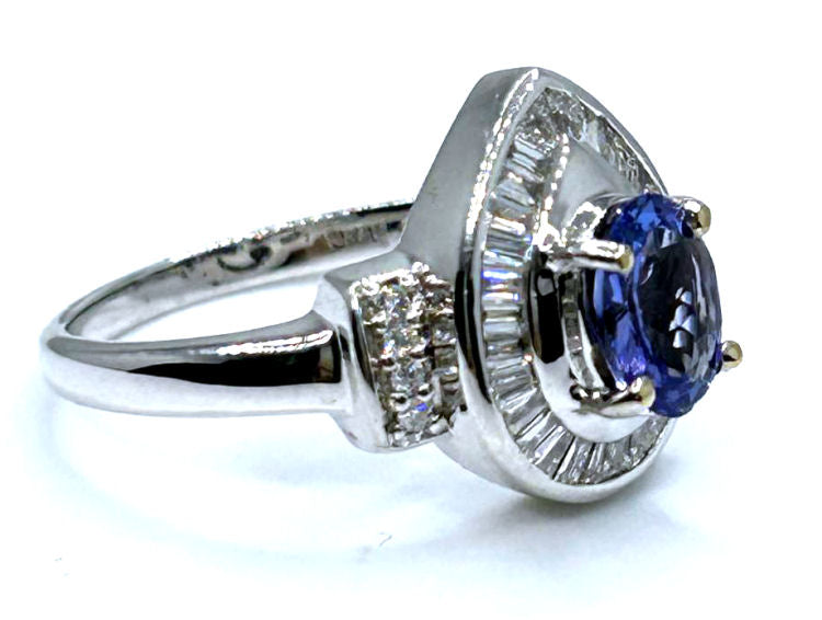 1.90ct Tanzanite & Diamond Ring in 18K White Gold