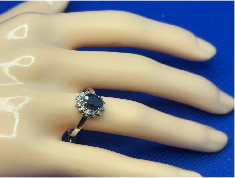 1.14ct Sapphire & Diamond Ring in 14K White Gold