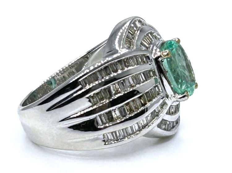 3.20ct Emerald & Diamond Ring in 18K White Gold