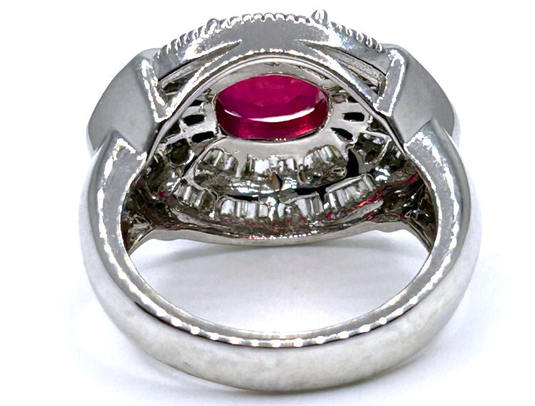 3.18ct Ruby & Diamond Cluster Ring in 14K White Gold
