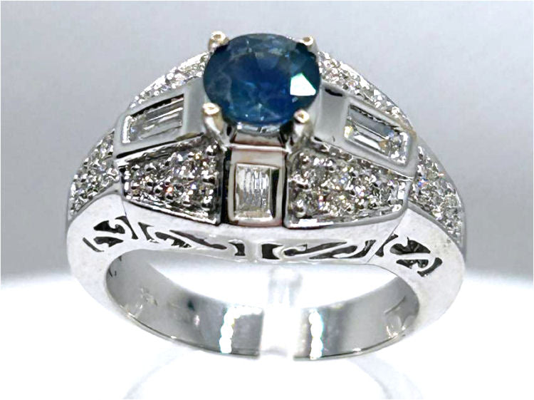 1.91ct Ceylon Sapphire & Diamond Ring in 18K White Gold