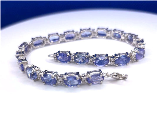 19.30ct Tanzanite & Diamond Bracelet in 14K White Gold