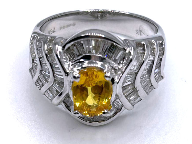 2.31ct Sapphire & Diamond Ring in 18K White Gold