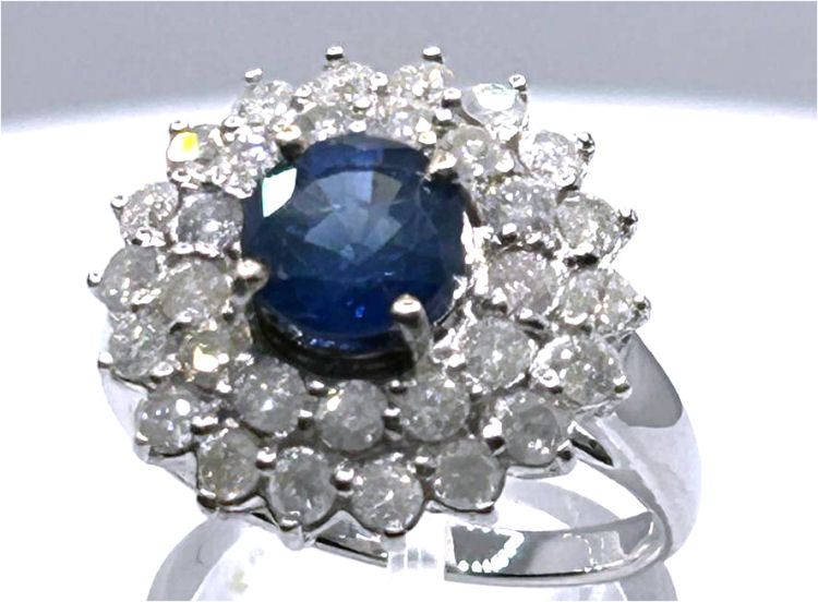 3.18ct Ceylon Sapphire & Diamond Ring in 14K White Gold