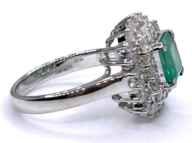 2.40ct Emerald & Diamond Ring in 18K White Gold