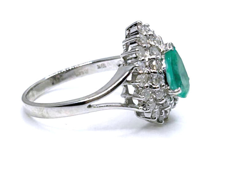 1.58ct Colombian Emerald & Diamond Ring in 18K White Gold