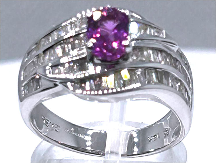 2.25ct Sapphire & Diamond Ring in 18K White Gold