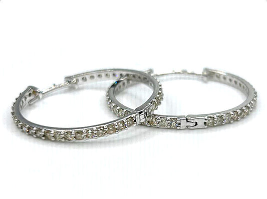 0.78ct Diamond Hoop Earrings in 14K White Gold
