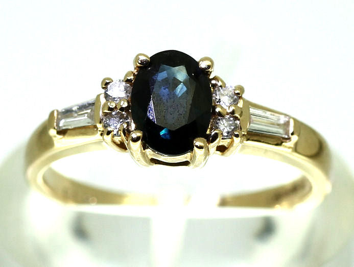 0.95ctw Diamond and Sapphire In 14K Yellow Gold Ring