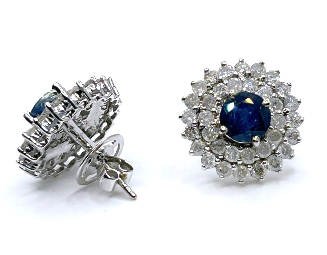 5.58ct Ceylon Sapphire & Diamond Earrings in 12K White