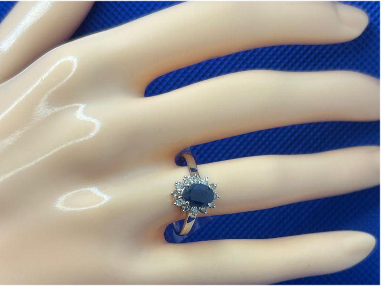 1.14ct Sapphire & Diamond Ring in 14K White Gold