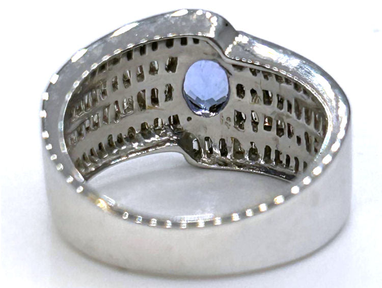 2.04ct Tanzanite & Diamond Ring in 18K White Gold - Baguette Shape