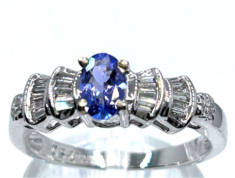 0.84ct Tanzanite & Diamond Ring in 18K White Gold