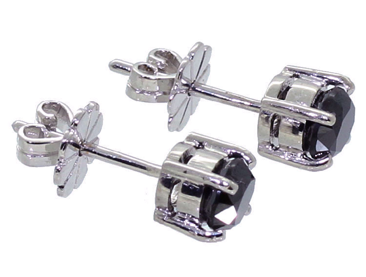 1.50ct Black Diamond Earrings in 14K White Gold