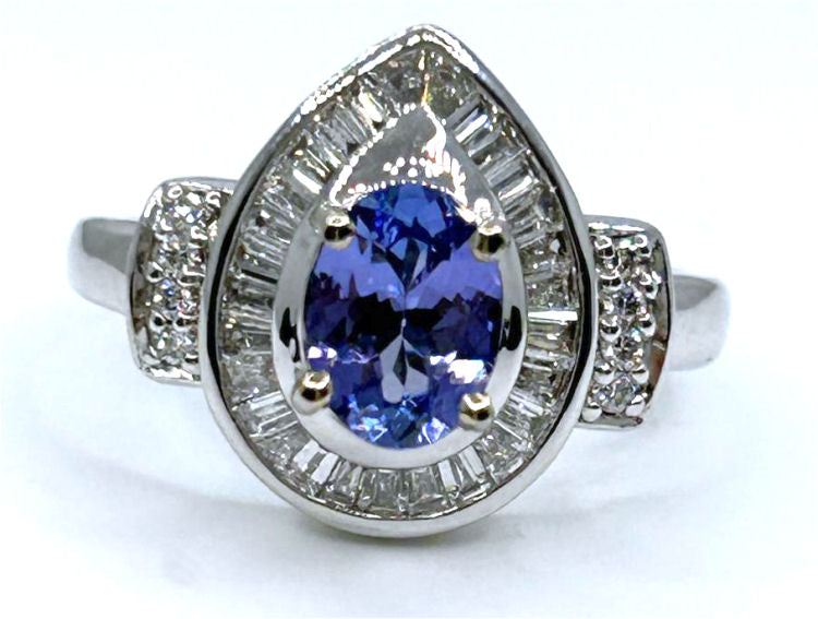 1.90ct Tanzanite & Diamond Ring in 18K White Gold