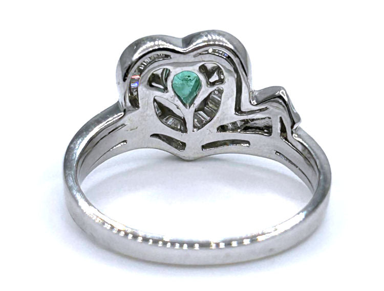 0.74ct Colombian Emerald & Diamond Diamond Ring in 18k White Gold