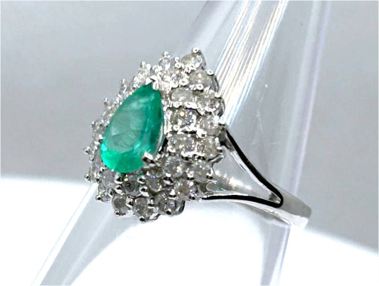 1.58ct Colombian Emerald & Diamond Ring in 18K White Gold