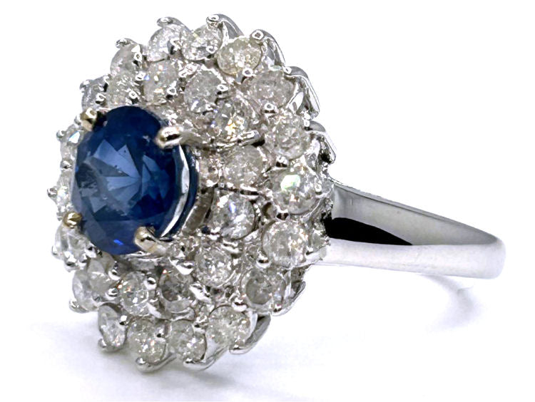 3.18ct Ceylon Sapphire & Diamond Ring in 14K White Gold