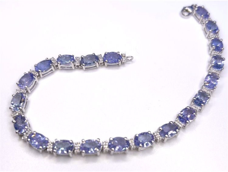 19.30ct Tanzanite & Diamond Bracelet in 14K White Gold
